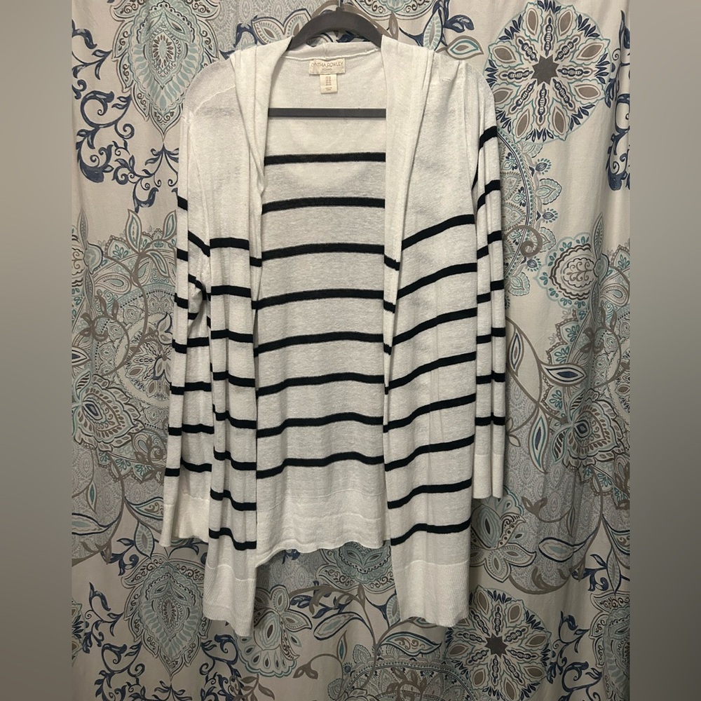 Striped White and Black Women's Sweater